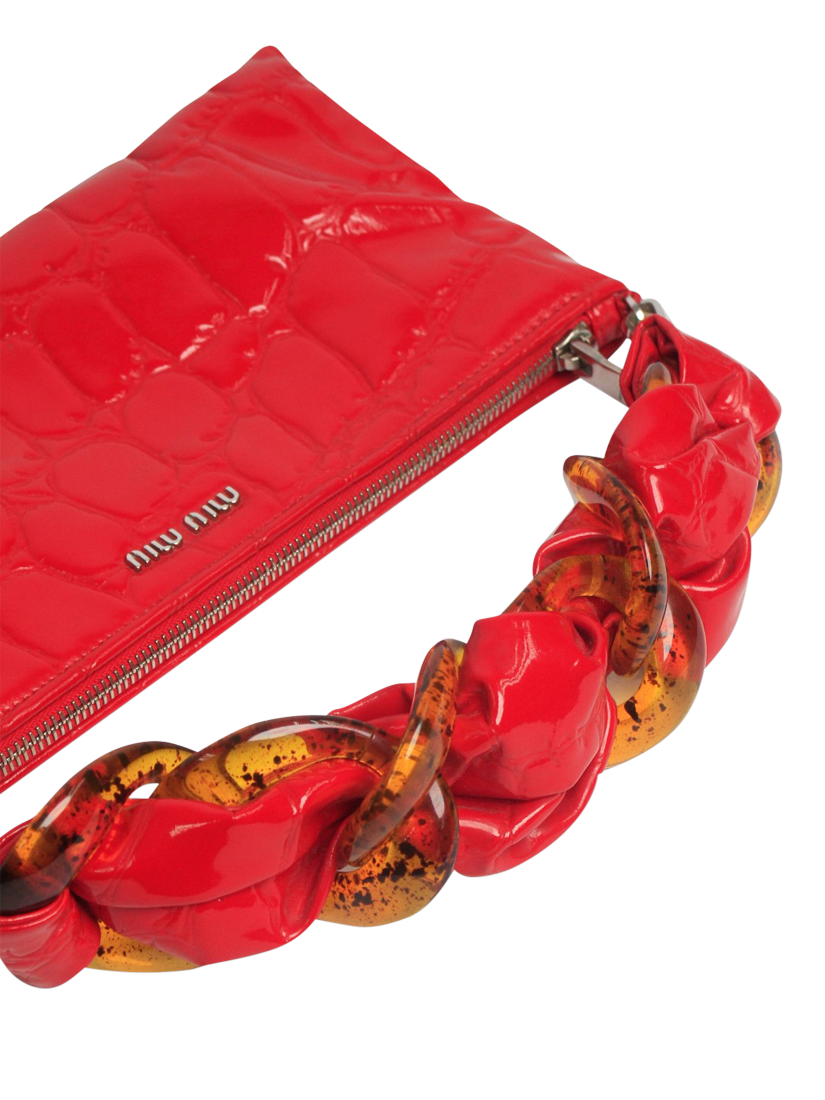 Product image 4 of 8, which shows Pre-loved Miu Miu Leather Reptile Effect Shoulder Bag, Red