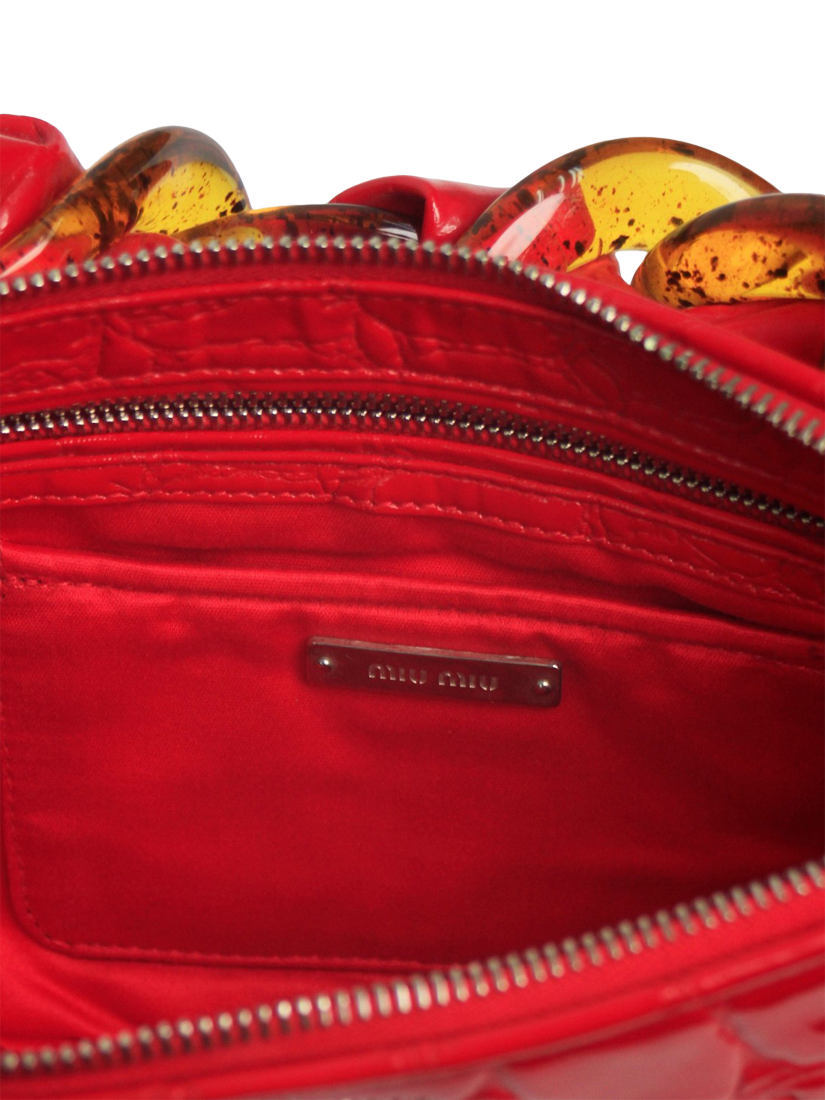 Product image 7 of 8, which shows Pre-loved Miu Miu Leather Reptile Effect Shoulder Bag, Red
