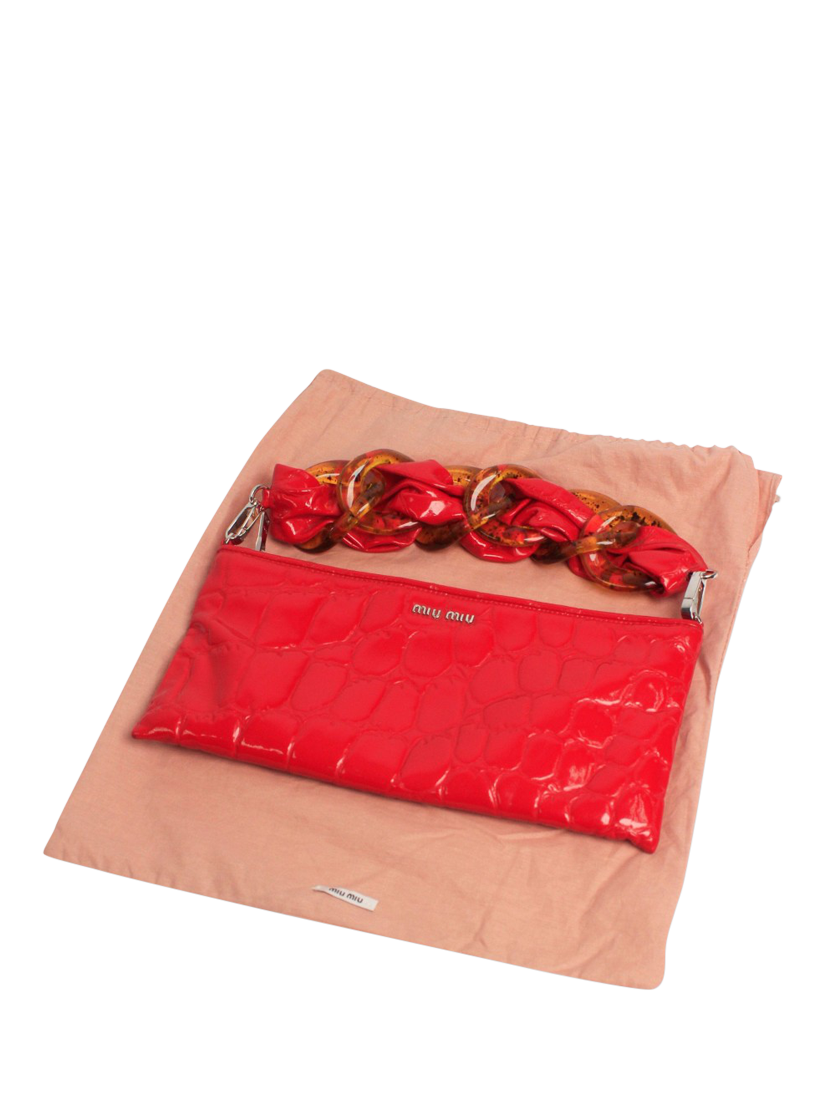 Product image 8 of 8, which shows Pre-loved Miu Miu Leather Reptile Effect Shoulder Bag, Red