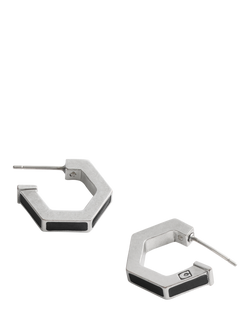 Coach Hexagon Enamel Huggie Earrings, Antique Silver - view 2, Antique Silver