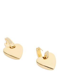 Coach Signature C Heart Drop Earrings, Gold - view 2, Gold