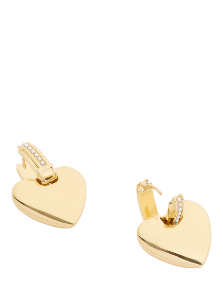 Coach Signature C Heart Drop Earrings, Gold - view 2, Gold