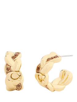 Coach Signature C Braided Hoop Earrings, Gold, Gold