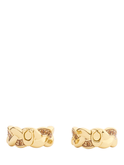 Coach Signature C Braided Hoop Earrings, Gold - view 2, Gold