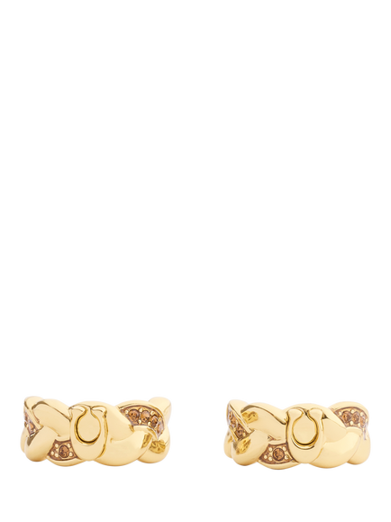 Coach Signature C Braided Hoop Earrings, Gold - view 2, Gold