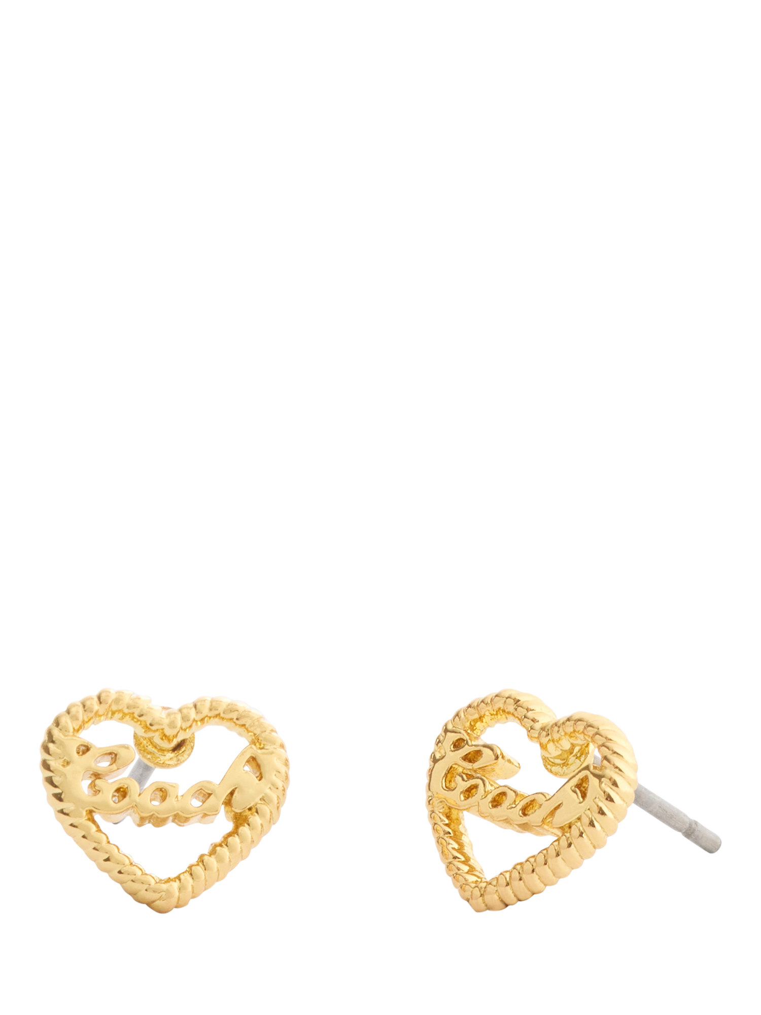 Product image 1 of 2, which shows Coach Textured Open Heart Earrings, Gold