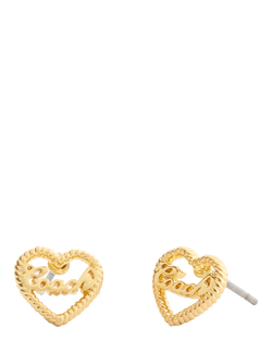 Coach Textured Open Heart Earrings, Gold, Gold