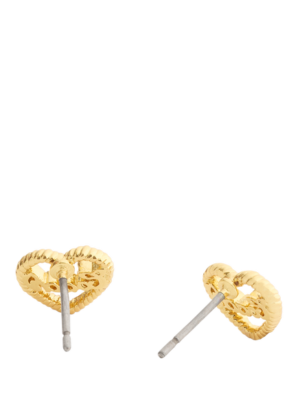 Coach Textured Open Heart Earrings, Gold - view 2, Gold