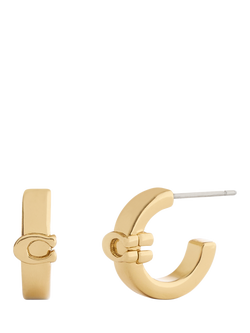 Coach Minimal Signature C Huggie Hoop Earrings, Gold
