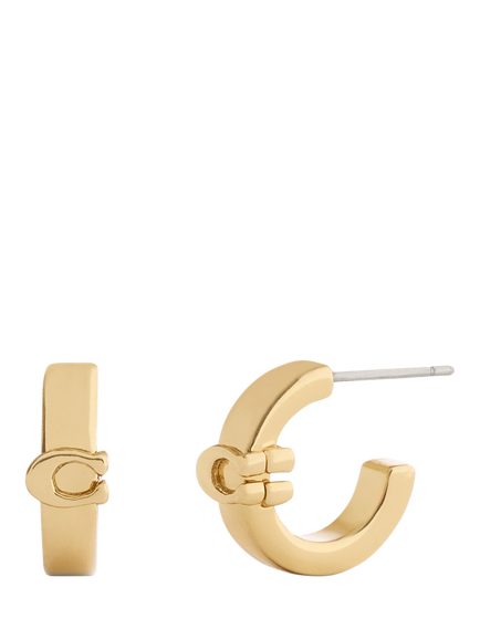 Coach Minimal Signature C Huggie Hoop Earrings, Gold