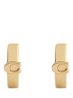 Coach Minimal Signature C Huggie Hoop Earrings - view 2, Gold
