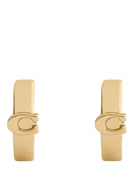 Coach Minimal Signature C Huggie Hoop Earrings - view 2, Gold