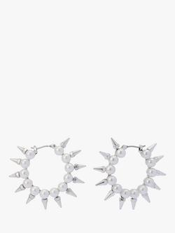 AllSaints Medium Pearl Hoop Earrings, Warm Silver, Warm Silver