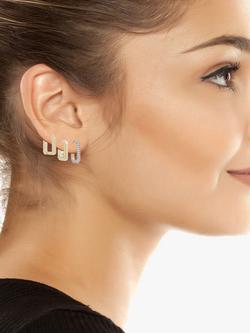 AllSaints Hexagon Hoop Earrings, Pak of 3, Shiny Gold - view 2, Shiny Gold