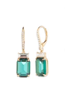 Lauren Ralph Lauren Crystal Drop Earrings, Gold/Green