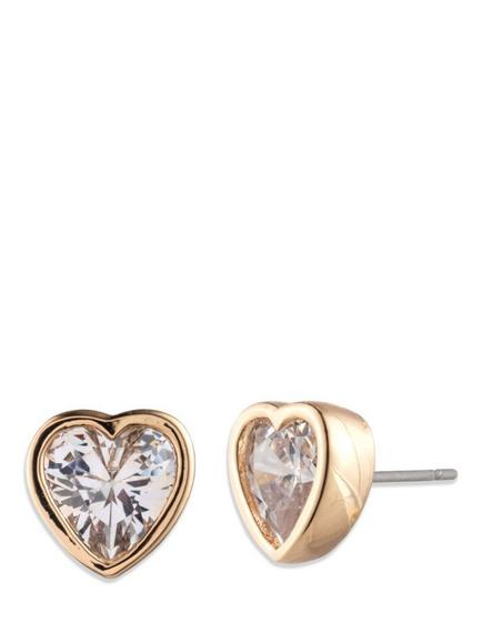 Lauren Ralph Lauren Crystal Heart Stud Earrings, Gold/ Clear, Gold/ Clear