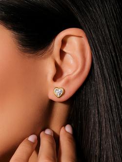 Lauren Ralph Lauren Crystal Heart Stud Earrings, Gold/ Clear - view 2, Gold/ Clear