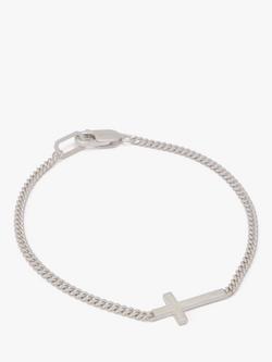 AllSaints Sterling Silver Curb Chain Link Cross Bracelet - view 2, Shiny Silver