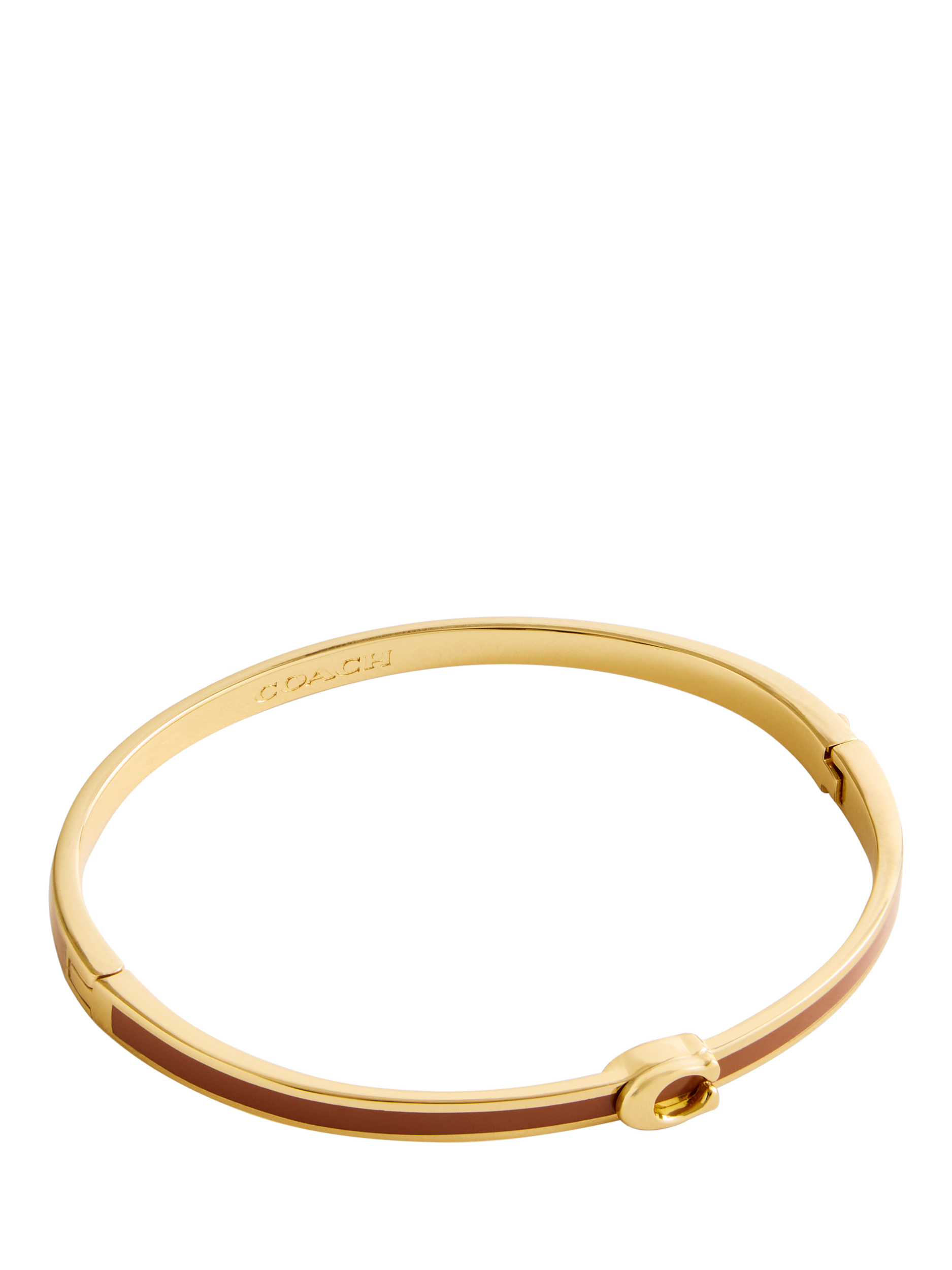 Product image 1 of 4, which shows Coach Minimal Hinged Bangle Bracelet, Gold