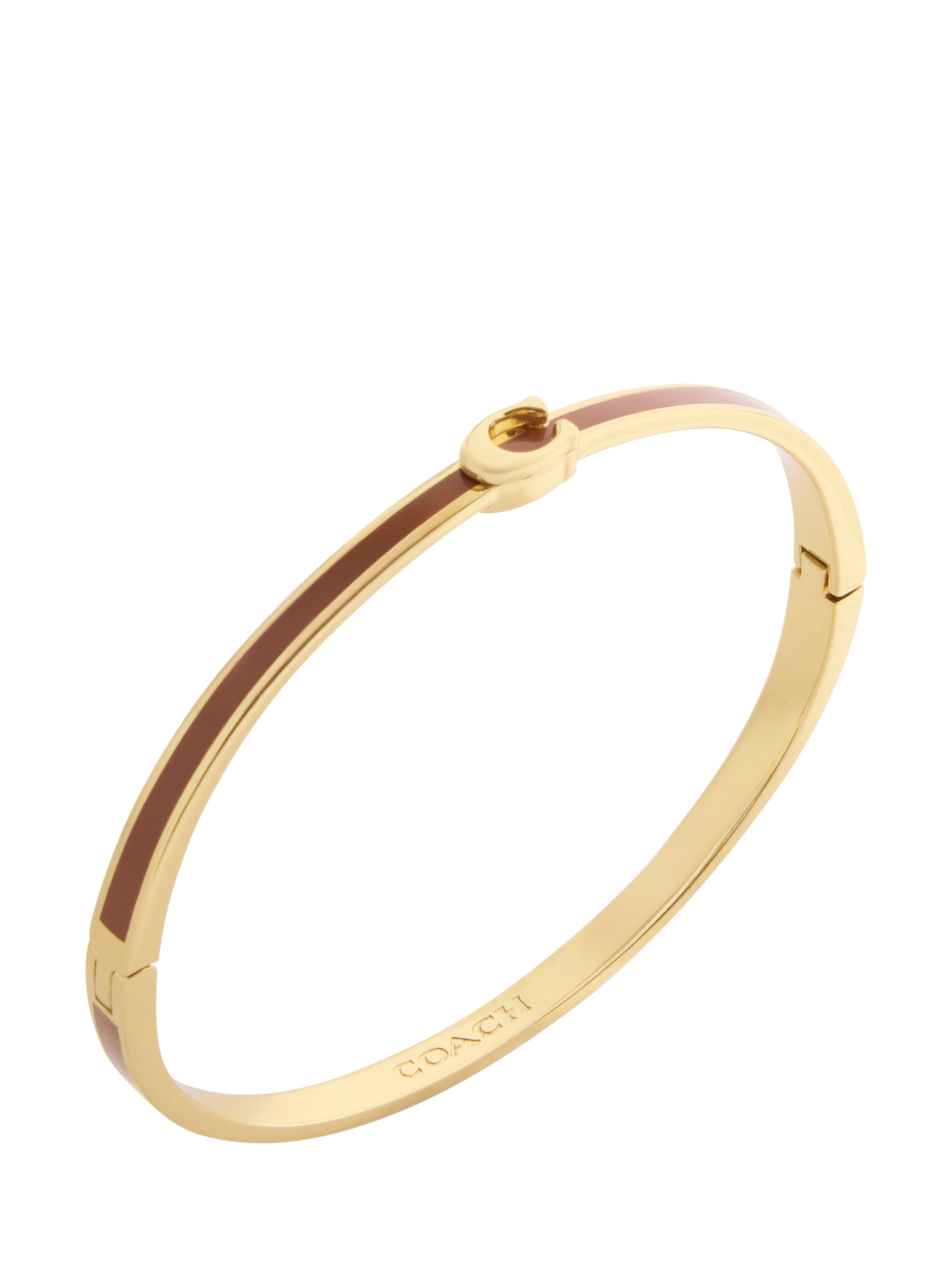 Product image 2 of 4, which shows Coach Minimal Hinged Bangle Bracelet, Gold