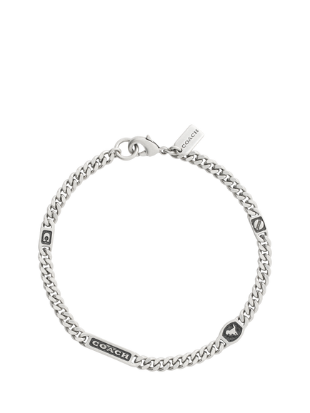 Coach Rexy Dino Curb Chain Link Bracelet, Antique Silver - view 2, Antique Silver