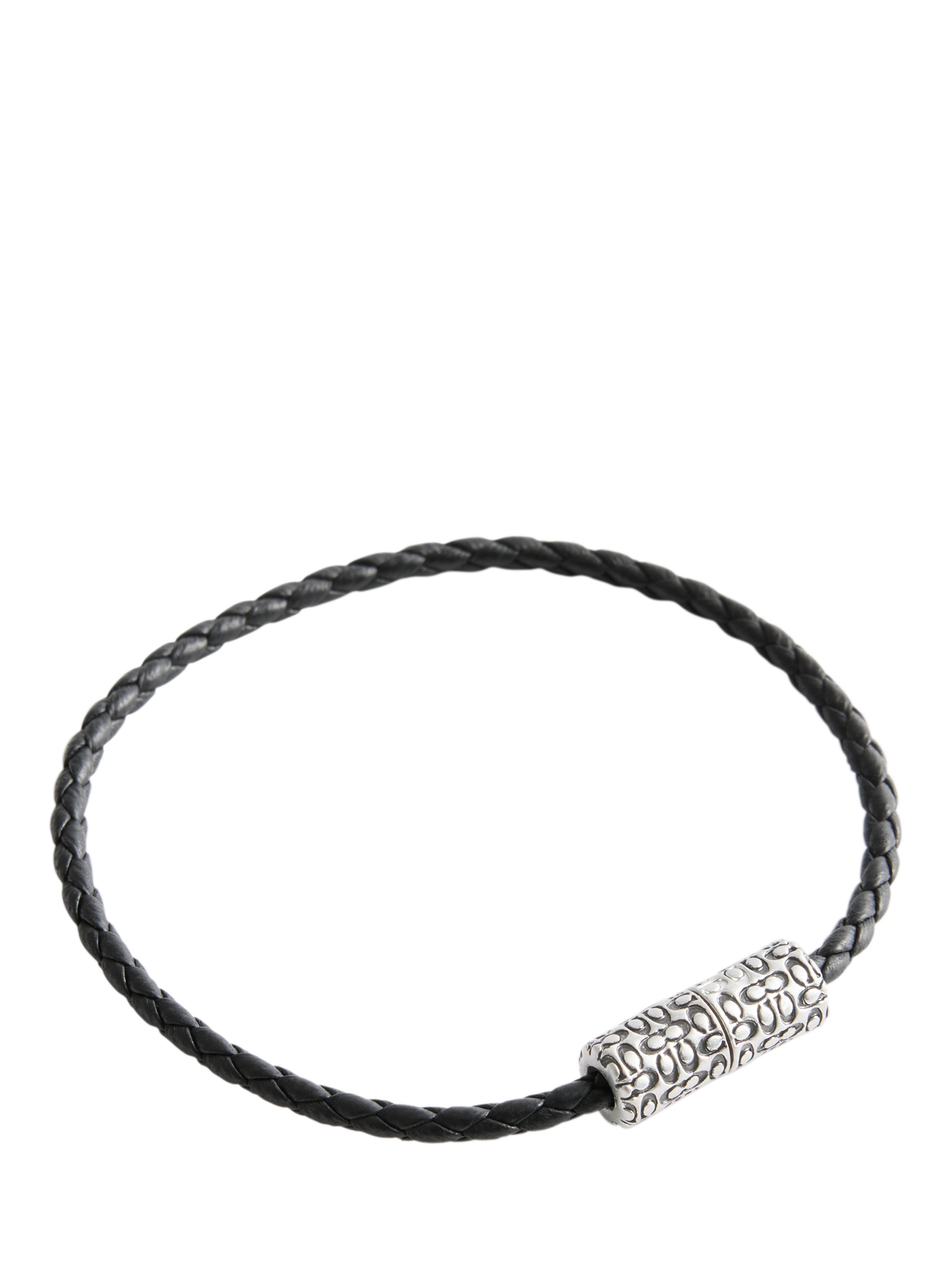 Product image 1 of 2, which shows Coach Leather Woven Bracelet, Antique Silver