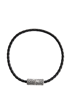 Coach Leather Woven Bracelet, Antique Silver - view 2, Antique Silver