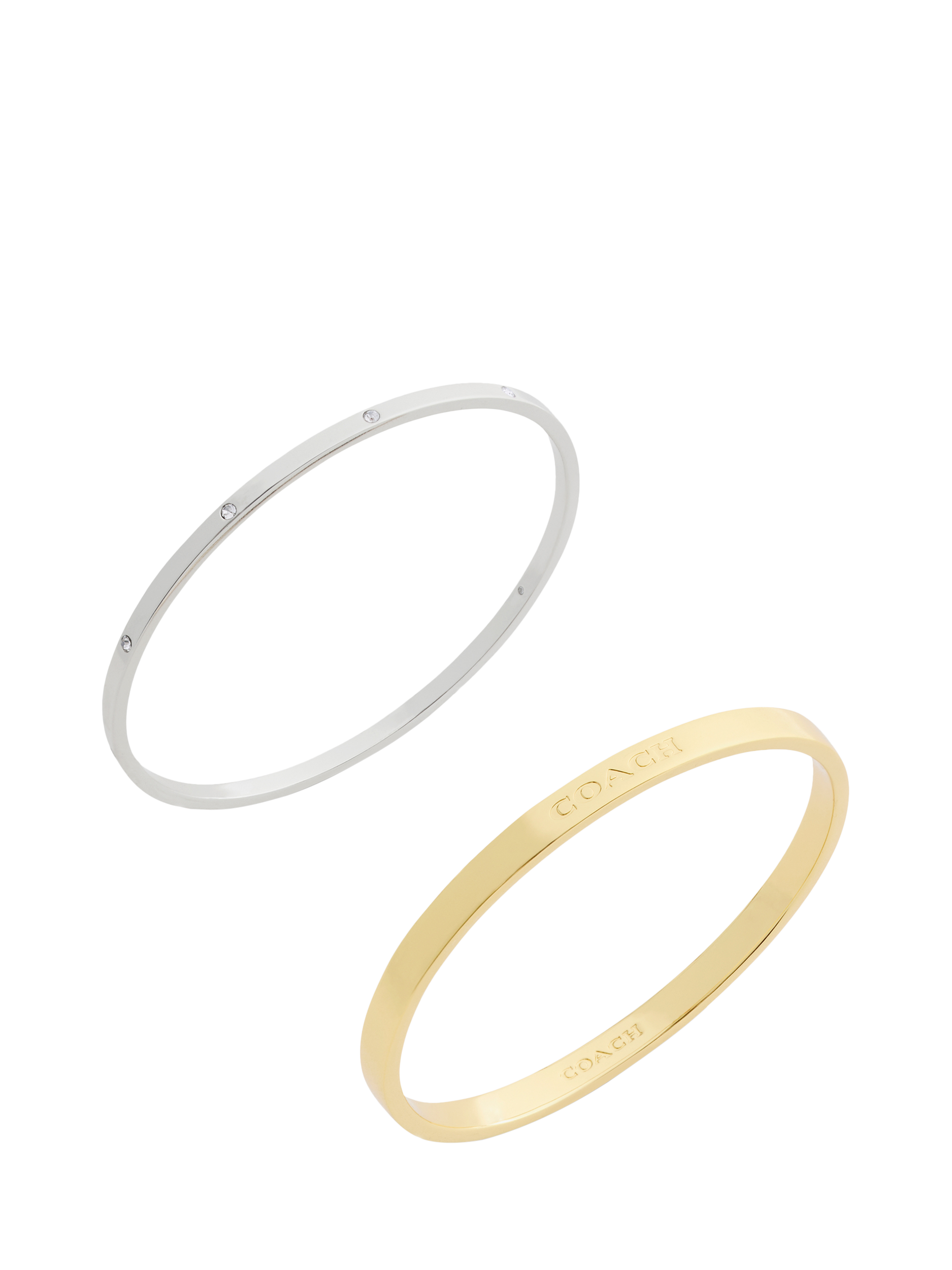 Product image 3 of 4, which shows Coach Duo Bangle Bracelet Set, Pack of 2, Twotone