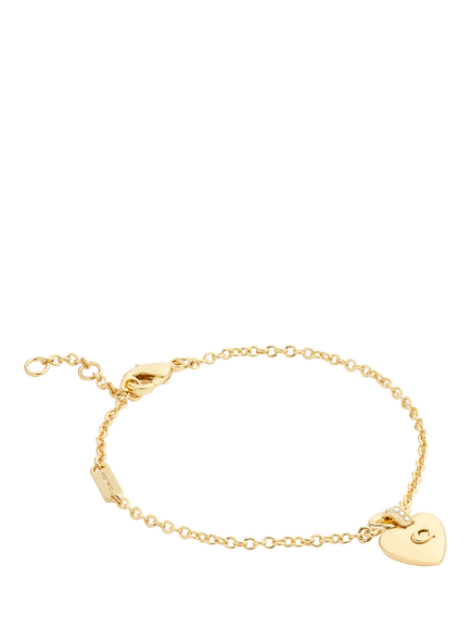 Coach Signature C Puffy Heart Bracelet, Gold, Gold