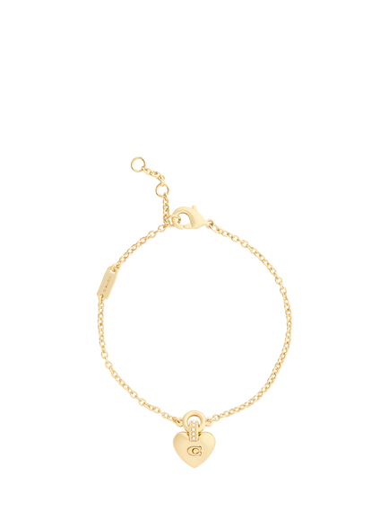 Coach Signature C Puffy Heart Bracelet, Gold - view 2, Gold
