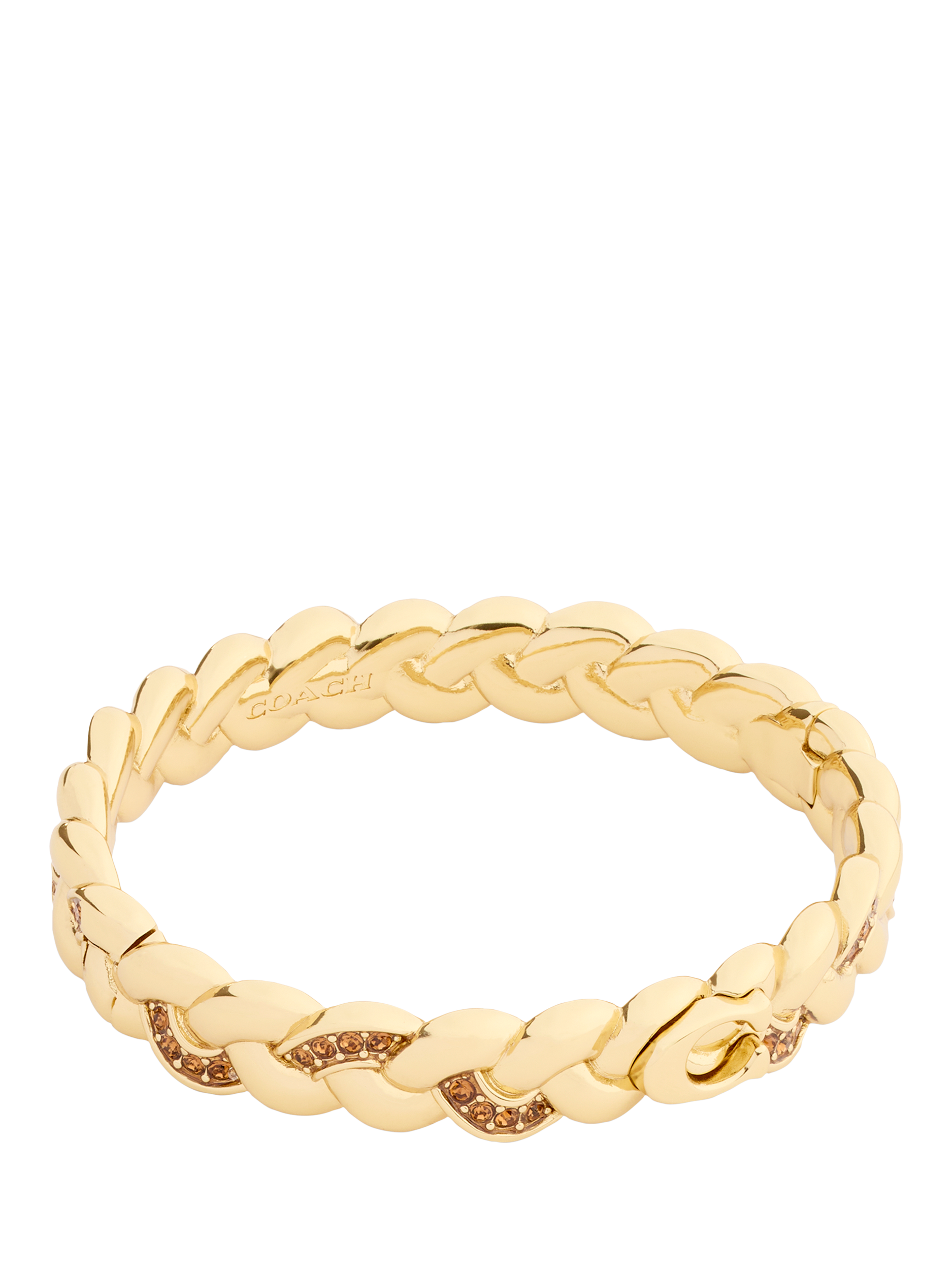 Product image 1 of 5, which shows Coach Braided Hinged Bangle Bracelet, Gold