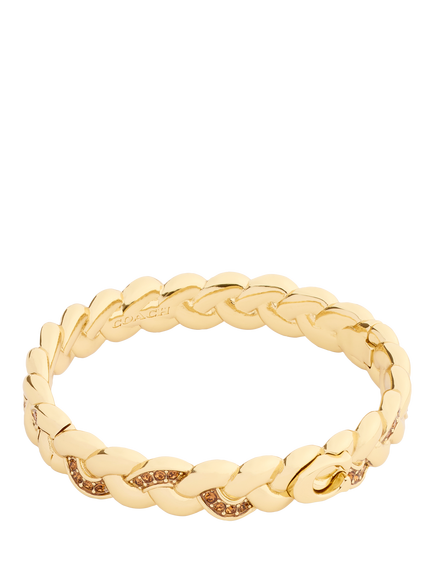 Coach Braided Hinged Bangle Bracelet, Gold, Gold