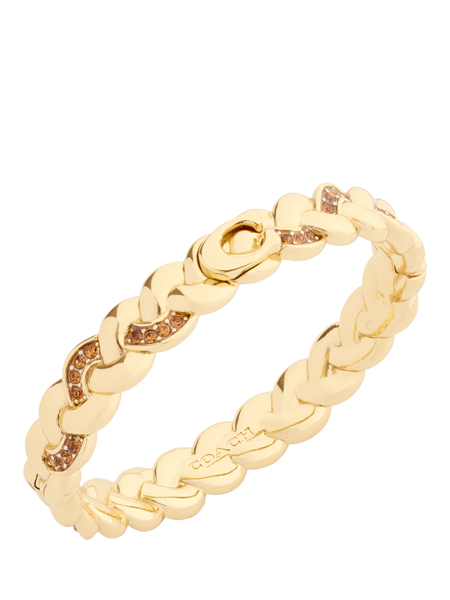 Product image 2 of 5, which shows Coach Braided Hinged Bangle Bracelet, Gold