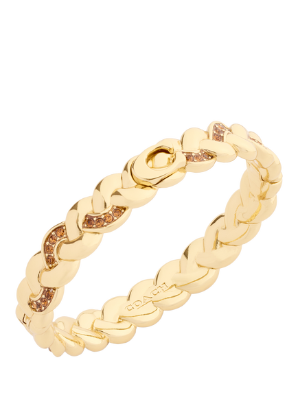Coach Braided Hinged Bangle Bracelet, Gold - view 2, Gold