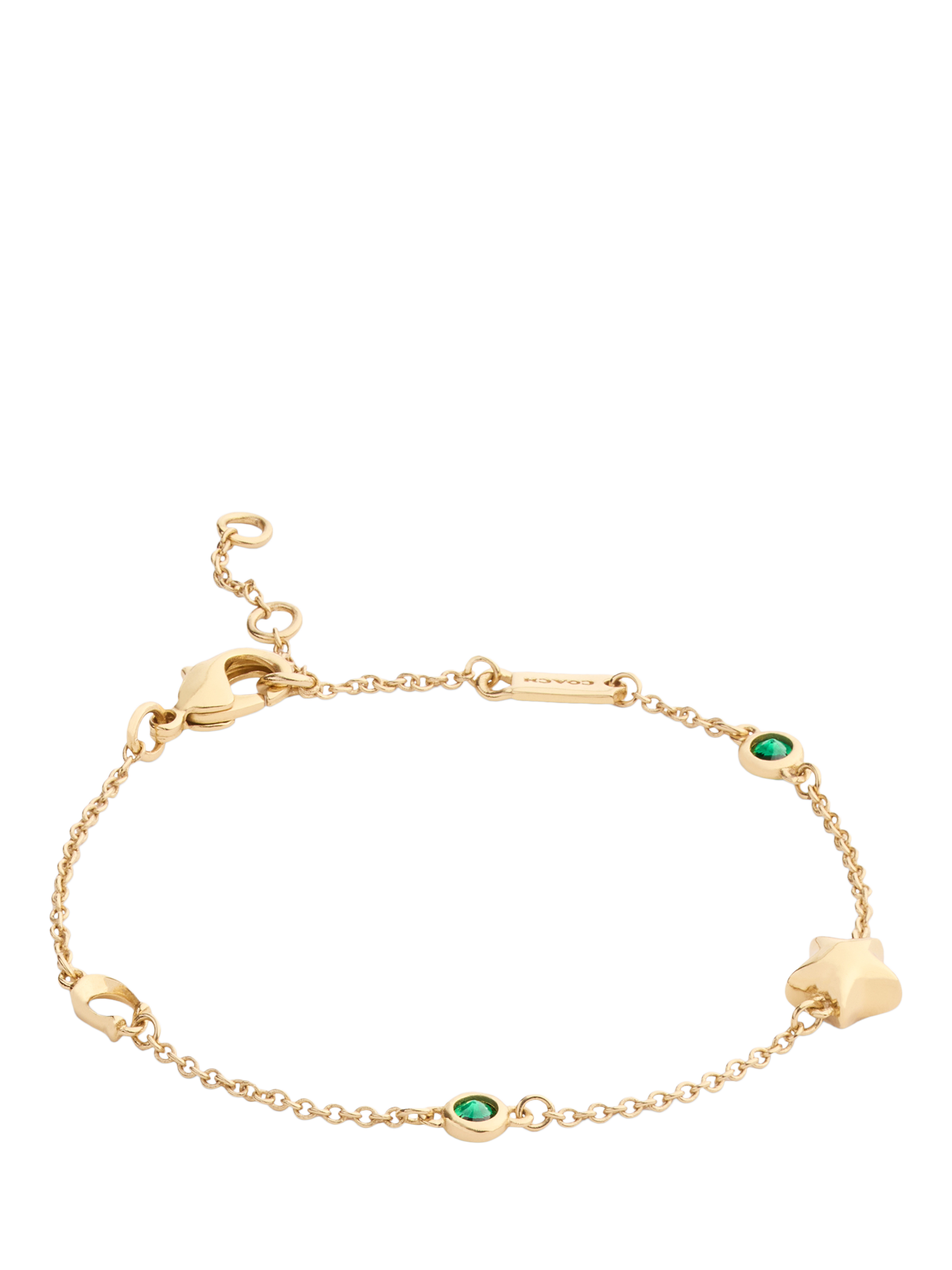 Product image 1 of 3, which shows Coach Chain Link Charm Bracelet, Gold