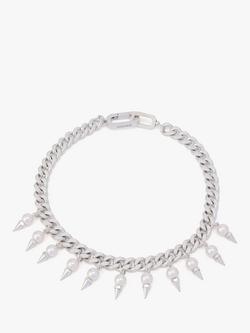 AllSaints Spiked Pearl Curb Chain Choker Necklace, Warm Silver, Warm Silver