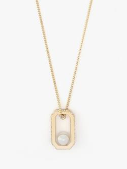 AllSaints Pearl and Crystal Hexagon Hoop Necklace, Shiny Gold - view 2, Shiny Gold