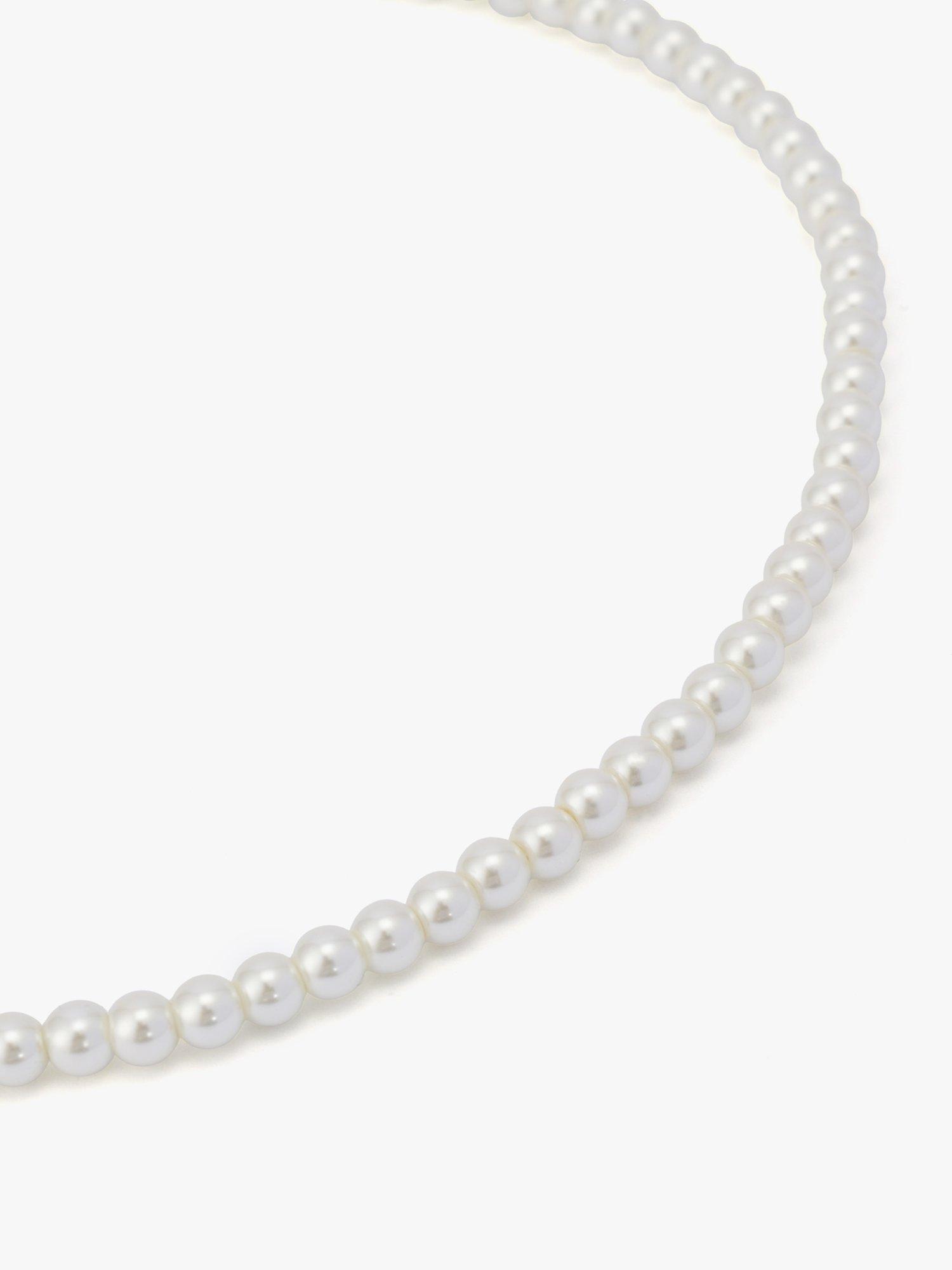 Product image 2 of 4, which shows AllSaints Pearl Strand Necklace, Shiny Gold