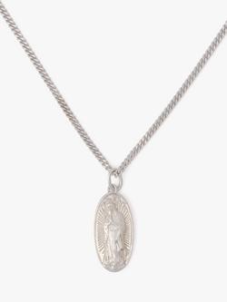 AllSaints Sterling Silver Saint Necklace, Shiny Silver