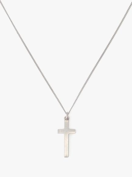 AllSaints Curb Chain Cross Necklace, Shiny Silver, Shiny Silver