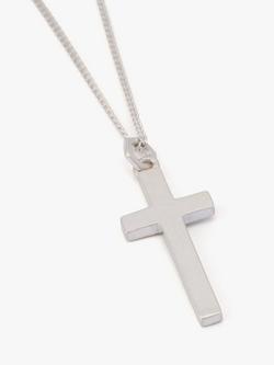 AllSaints Curb Chain Cross Necklace, Shiny Silver - view 2, Shiny Silver