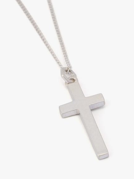 AllSaints Curb Chain Cross Necklace, Shiny Silver - view 2, Shiny Silver