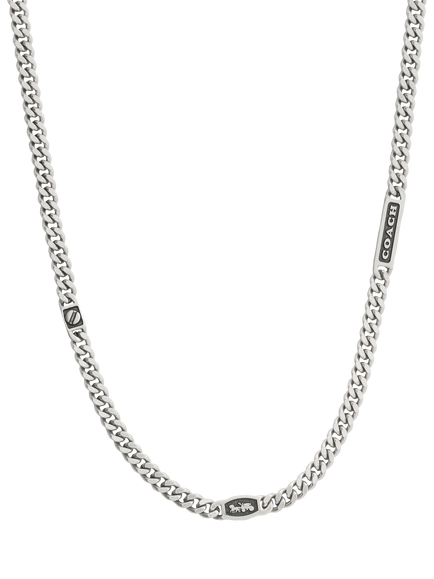 Coach Unisex Curb Chain Strand Necklace, Antique Silver - view 2, Antique Silver