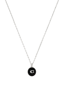 Coach Signature C Pendant Chain Necklace, Antique Silver - view 2, Antique Silver