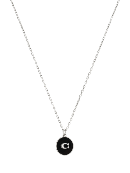 Coach Signature C Pendant Chain Necklace, Antique Silver - view 2, Antique Silver