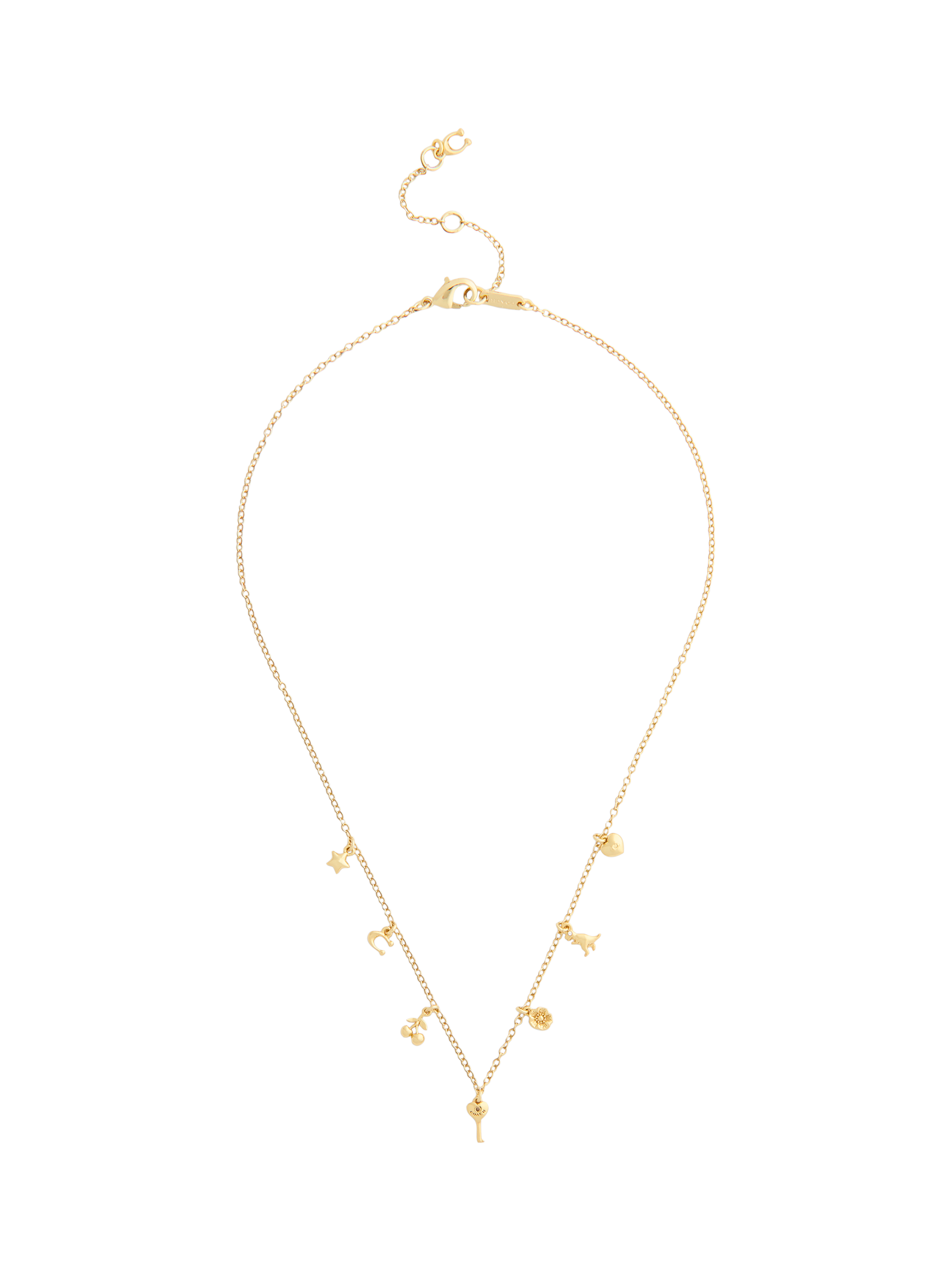 Product image 1 of 2, which shows Coach Mini Charm Chain Necklace, Gold
