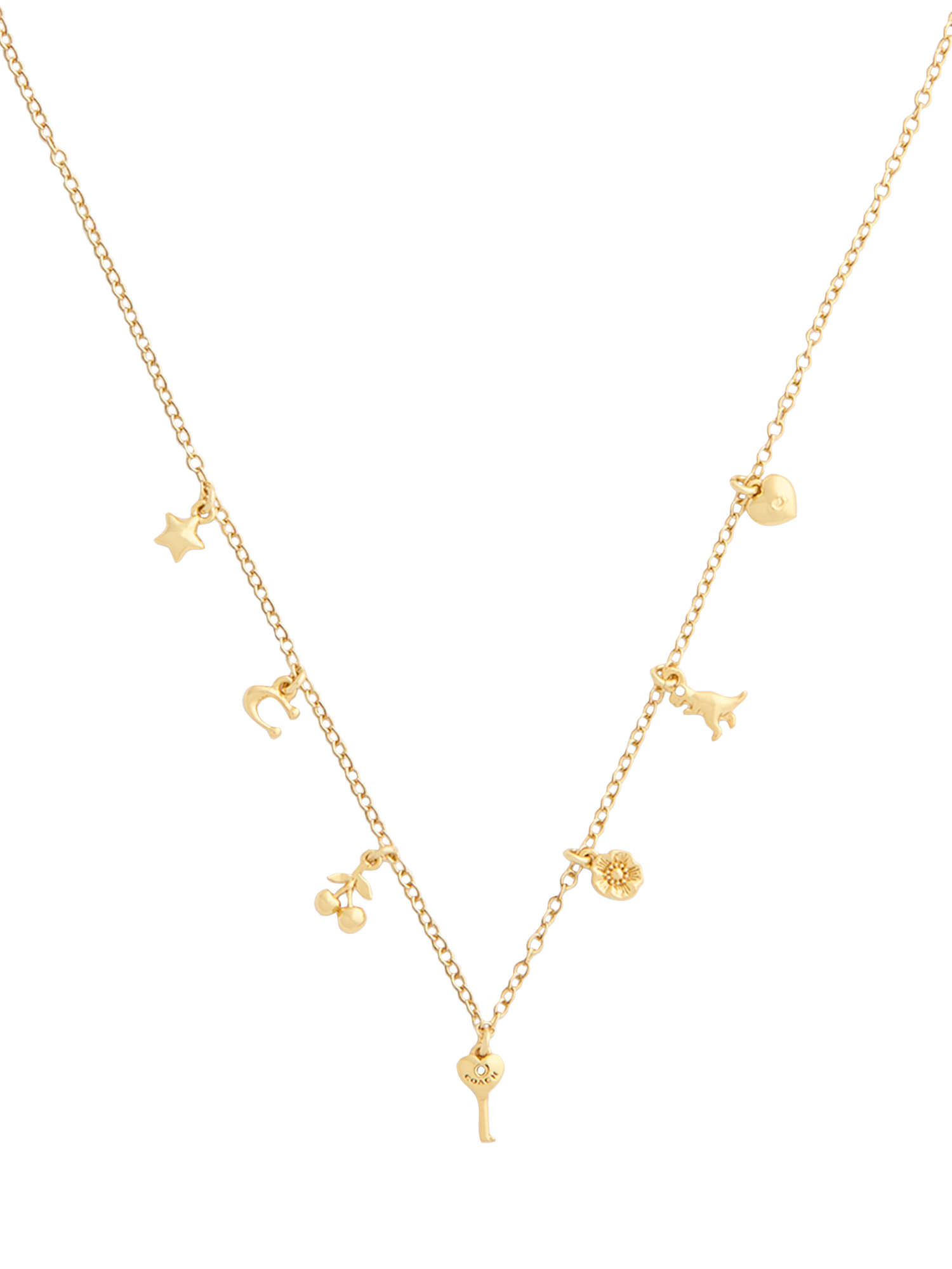 Product image 2 of 2, which shows Coach Mini Charm Chain Necklace, Gold