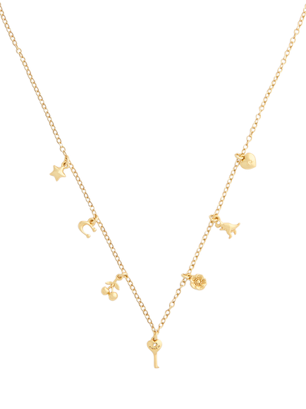 Coach Mini Charm Chain Necklace, Gold - view 2, Gold