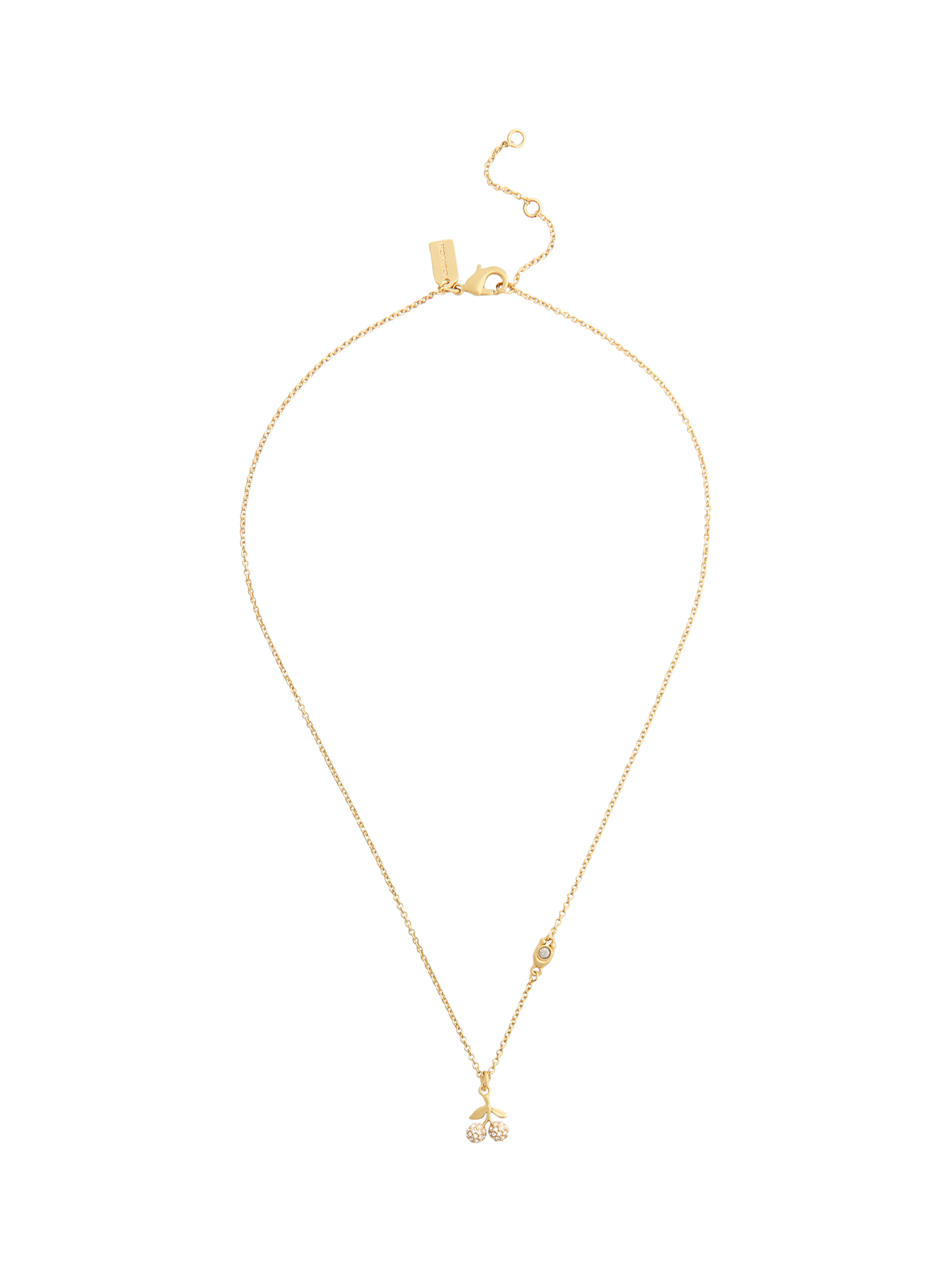 Product image 1 of 3, which shows Coach Pave Cherry Charm Necklace, Crystal