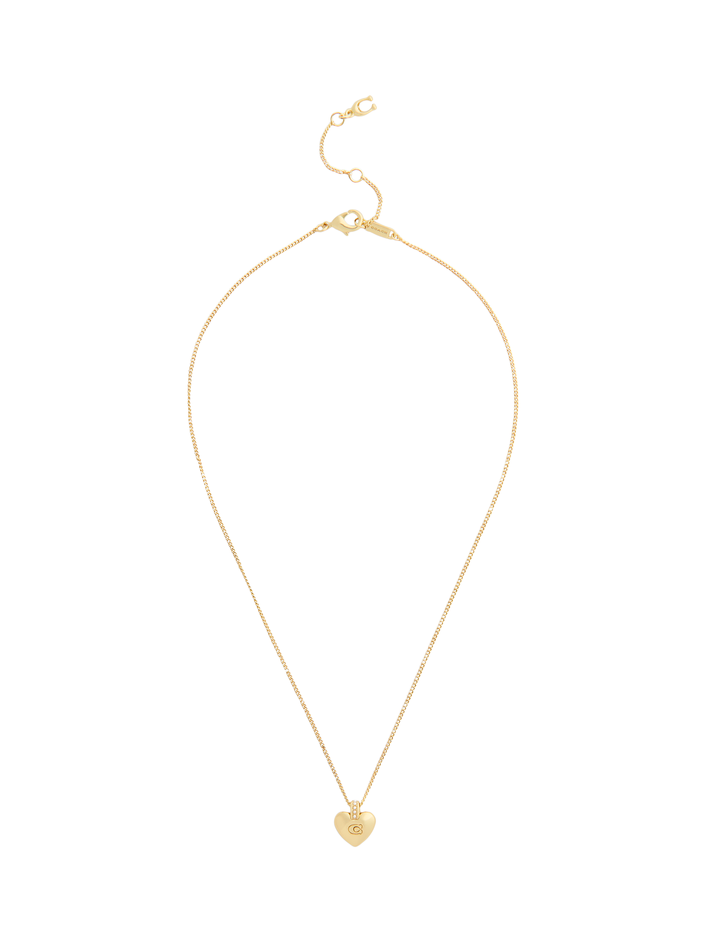 Product image 1 of 3, which shows Coach Signature C Puffy Heart Pendant, Gold